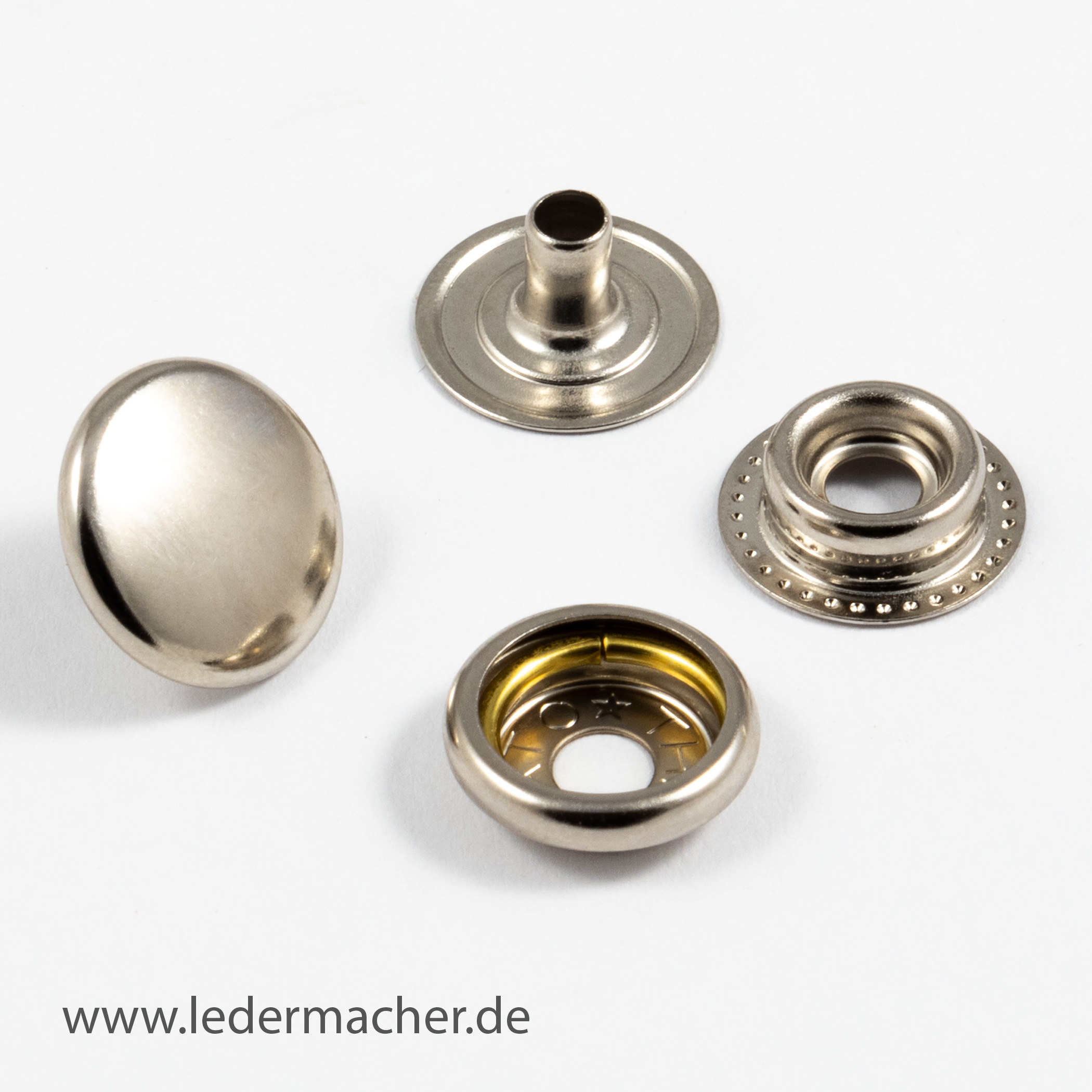 THK/Hasi Hato Premium Druckknopf 15 mm Ringfeder silberfarben 15 mm - (10 Sets)