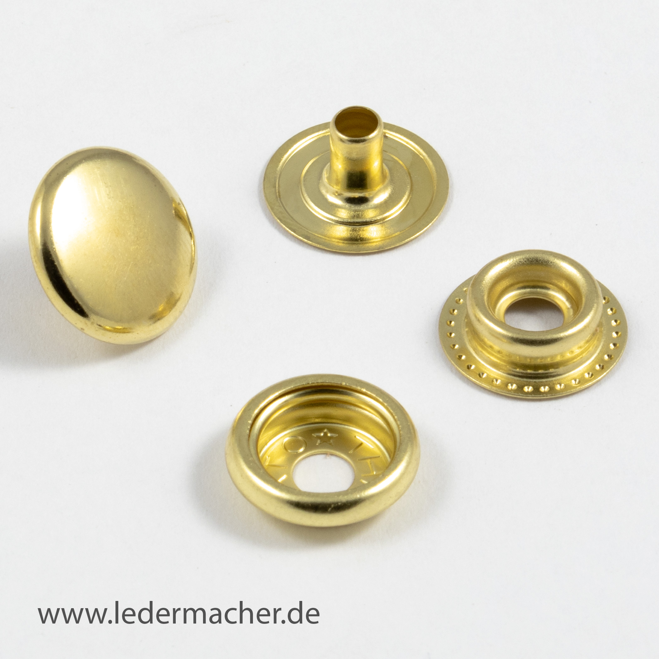 THK/Hasi Hato Premium Druckknopf 15 mm Ringfeder goldfarben 15 mm - (10 Sets)