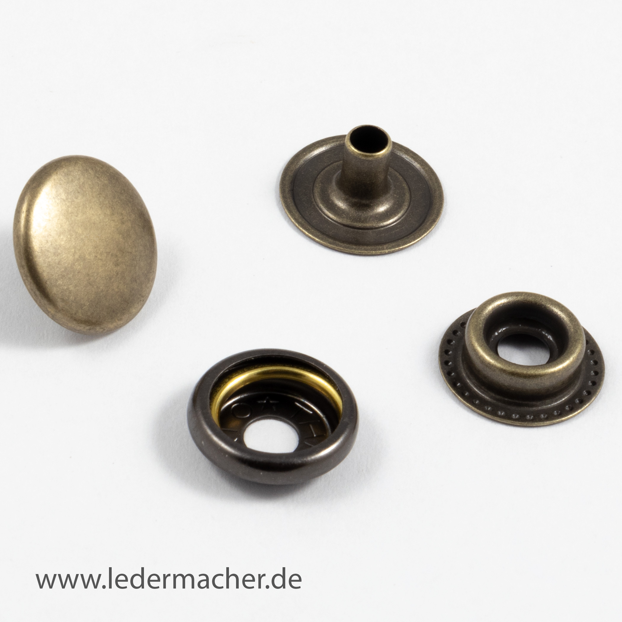 THK/Hasi Hato Premium Druckknopf 15 mm Ringfeder altmessing 15 mm - (10 Sets)