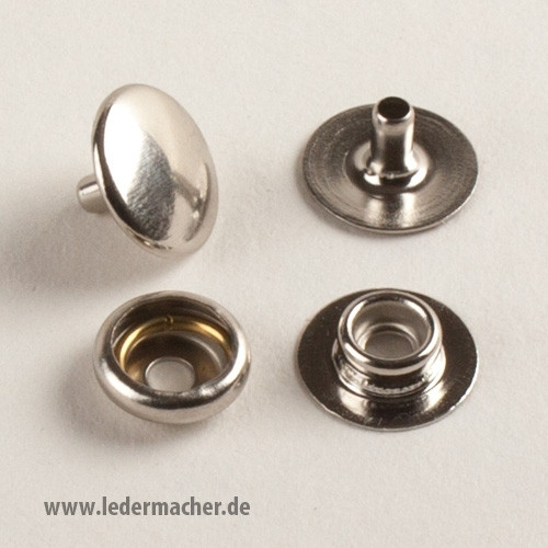 Druckknopf mit Ringfeder - 15 mm - Edelstahl, Druckknöpfe, Metallteile
